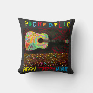  Hippy Trippy Music Psychedelic Throw Pillow
