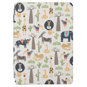 Hippy Wild African Animals Seamless Pattern Tote B iPad Air Cover