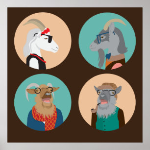 Hipster animals poster