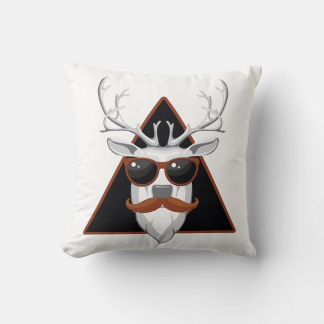 Hipster Antler Art Throw Pillow (Front)