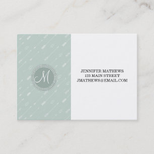 Hipster Arrow Mint Green Monogram Business Card