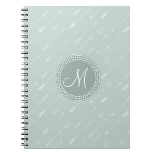 Hipster Arrow Mint Green Monogram Notebook