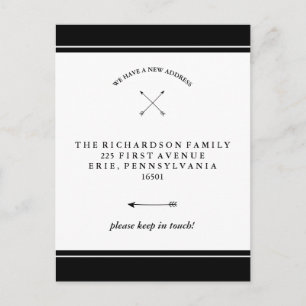 Hipster Arrows Black and White Change of Address Announcement Postcard