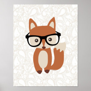 Hipster Baby Fox w/Glasses Poster