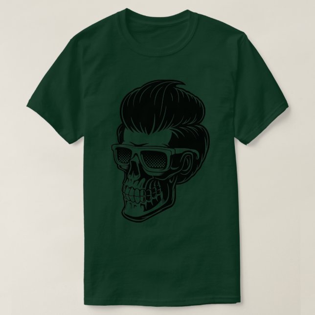 hipster barber skull T-Shirt (Design Front)
