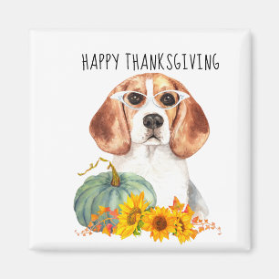 Hipster Beagle Customizable Thanksgiving  Magnet