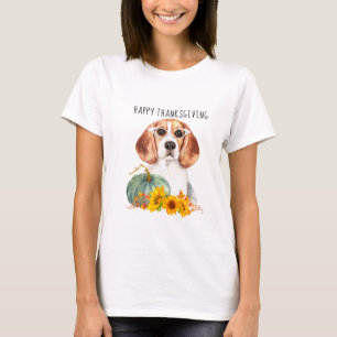 Hipster Beagle Customizable Thanksgiving  T-Shirt