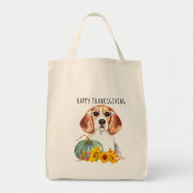 Hipster Beagle Customizable Thanksgiving  Tote Bag (Front)