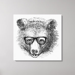 Hipster Bear Canvas Print