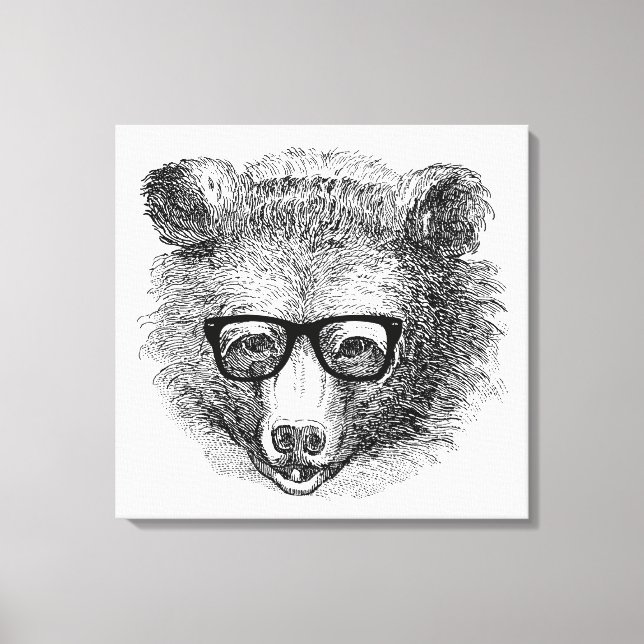 Hipster Bear Canvas Print (Front)