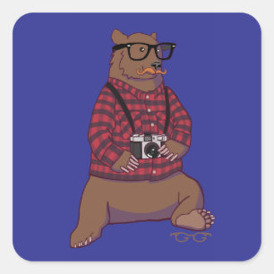 Hipster Bear Stickers (without text)