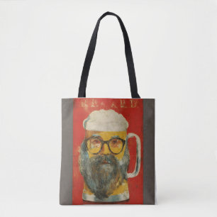 Hipster Bearded Beer Mug Tote Bag