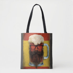 Hipster Bearded Beer Mug Tote Bag