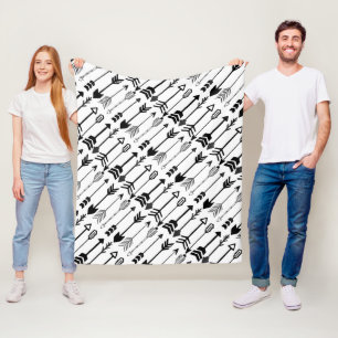 Hipster Black and White Arrow Pattern Fleece Blanket
