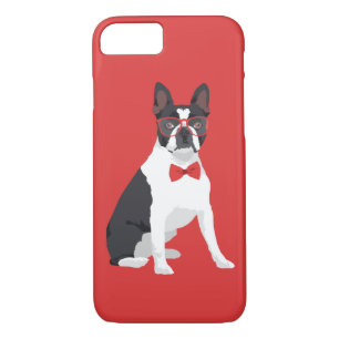 Hipster Boston Terrier with Red Glasses & Bow Tie Case-Mate iPhone Case