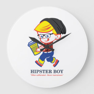 Hipster Boy - Parody illustration Large Clock
