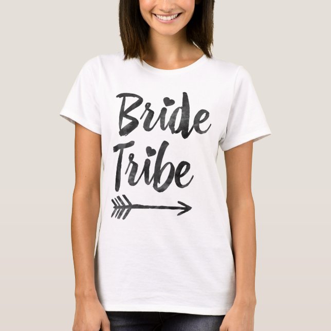 Hipster Bridesmaids Bride Tribe Script Arrow T-Shirt (Front)