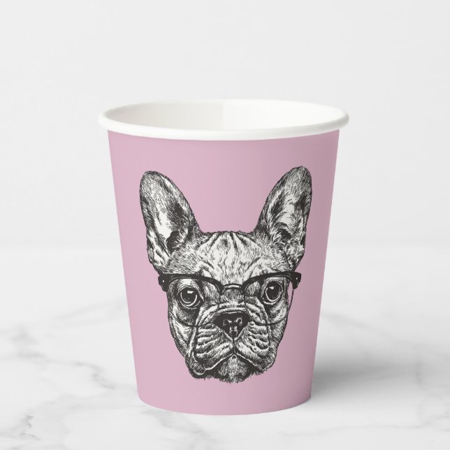 Hipster Bulldog Paper Cups (Left)