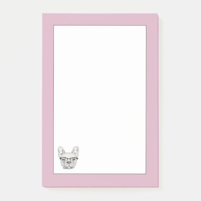Hipster Bulldog Post-it Notes (Front)