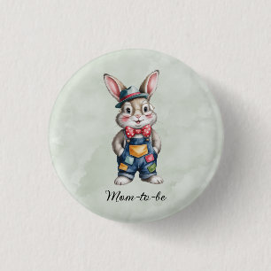 Hipster Bunny Boy Baby Shower Mom-to-be 1 Inch Round Button
