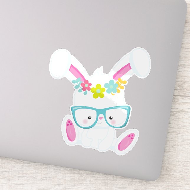 Hipster Bunny, Bunny With Glasses, Rabbit, Flowers (Detail)