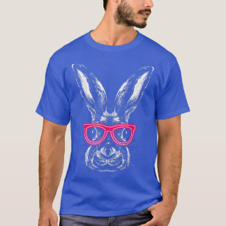 Hipster Bunny Rabbit Face Glasses Vintage Animal L T-Shirt