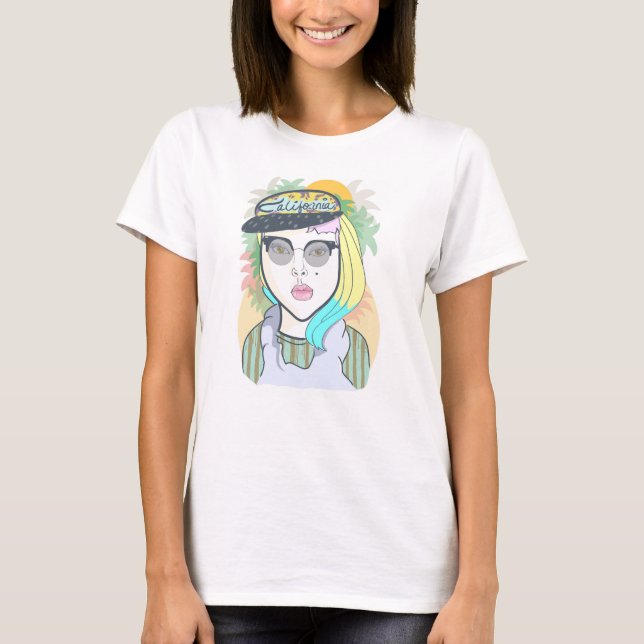 Hipster California Girl T-Shirt (Front)