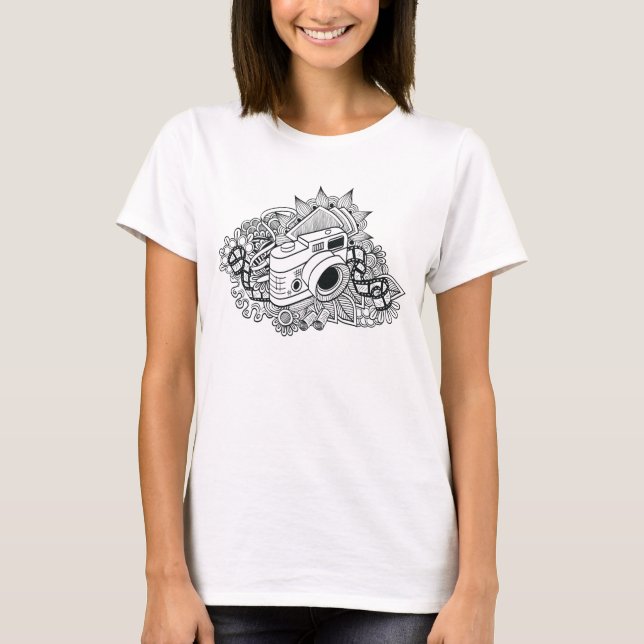 Hipster Camera Doodle T-Shirt (Front)