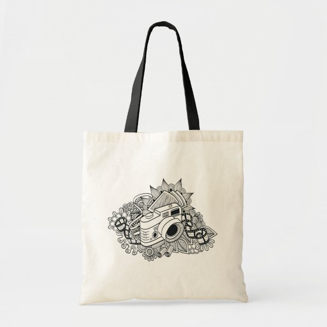 Hipster Camera Doodle Tote Bag (Front)