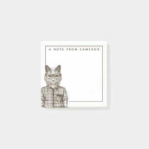Hipster Cat   Add Your Name Post-it Notes