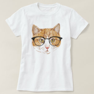 Hipster Cat (Brown & White) T-Shirt