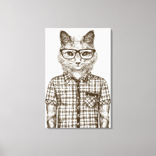 Hipster Cat Canvas Print