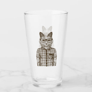 Hipster Cat Glass