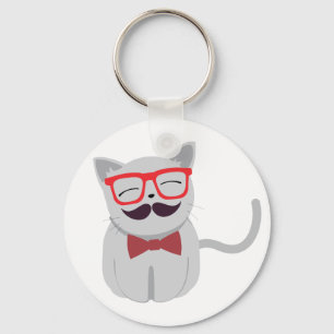Hipster Cat Keychain