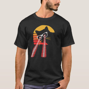 Hipster Cat Laser Eyes Sweet Distressed Sun Fun Ei T-Shirt