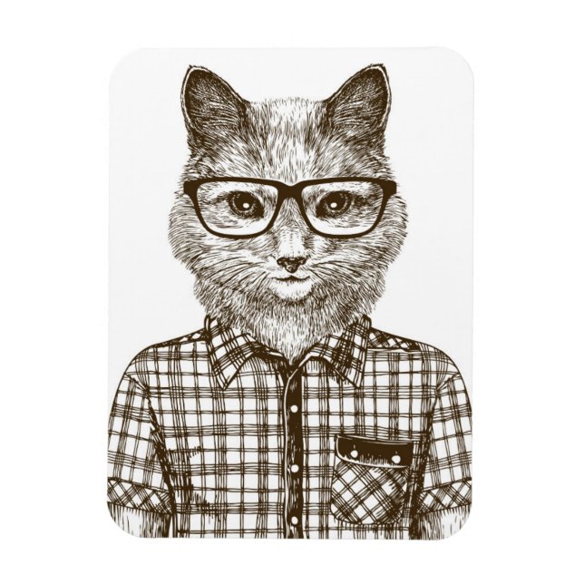 Hipster Cat Magnet (Vertical)