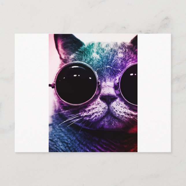 Hipster Cat Pop Art Postcard (Front)