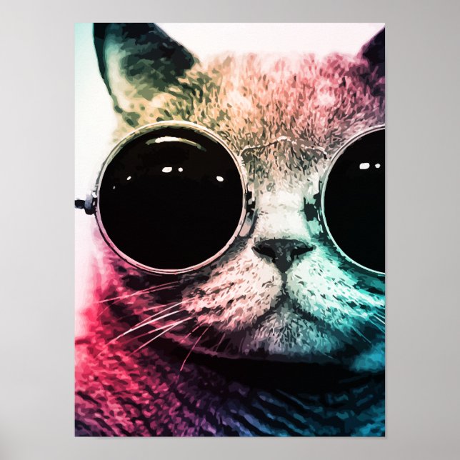 Hipster Cat Pop Art Poster (Front)
