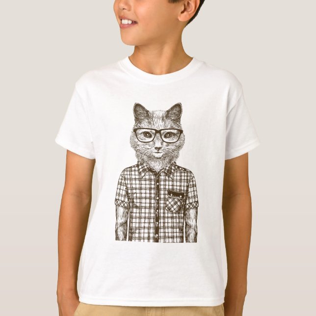 Hipster Cat T-Shirt (Front)