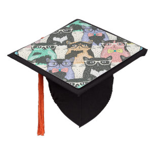 Hipster Cats Graduation Cap Topper