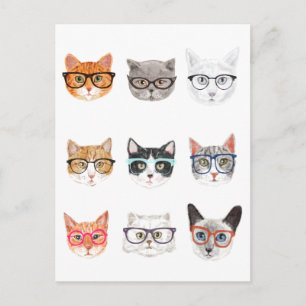 Hipster Cats Postcard