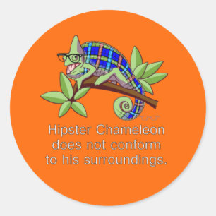 Hipster Chameleon Sticker