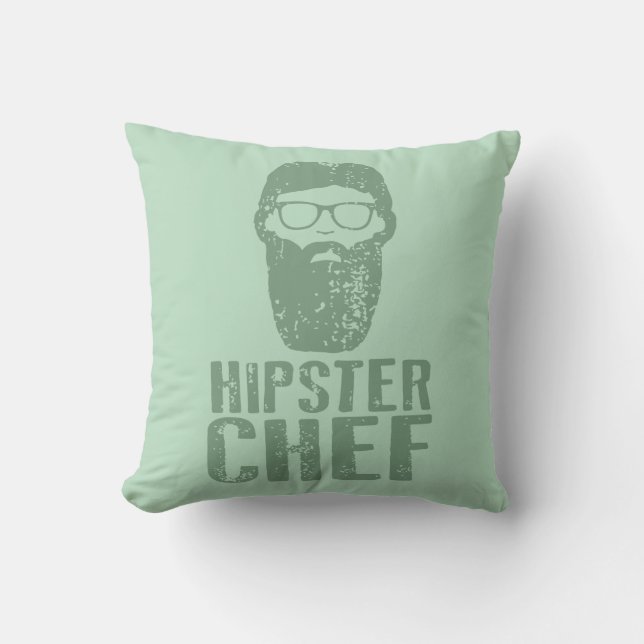 Hipster Chef Throw Pillow (Front)