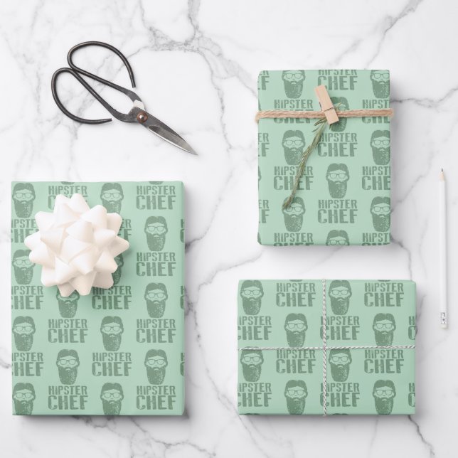 Hipster Chef Wrapping Paper Sheet (Front)