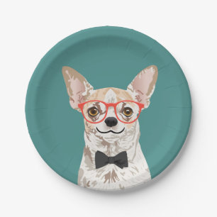 Hipster Chihuahua Paper Plate Party
