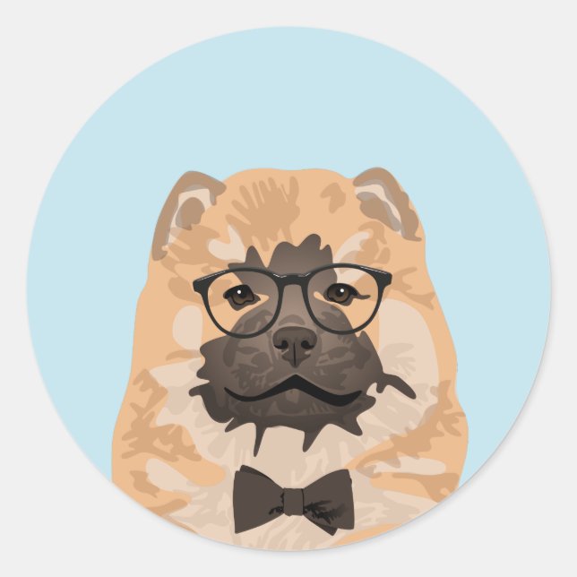 Hipster Chow Chow Dog Sticker for Dog Lovers (Front)