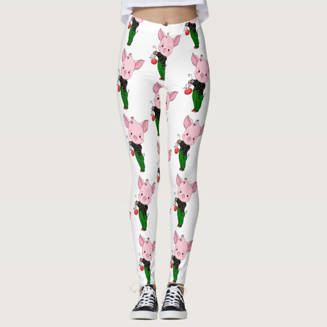 hipster christmas pig leggings (Front)