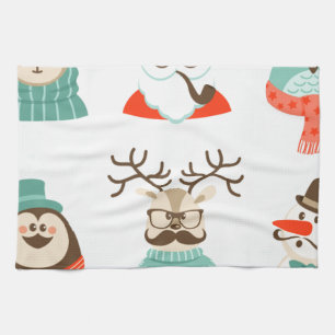hipster christmas santa kitchen towel