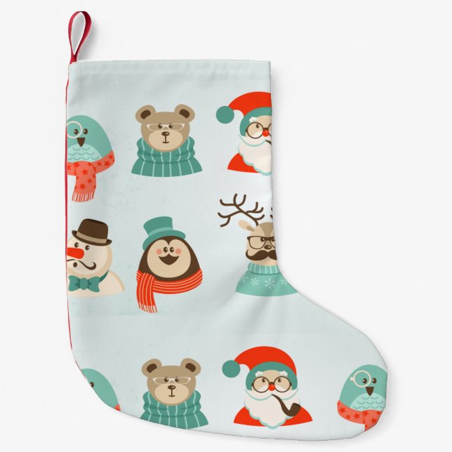 hipster christmas santa xmas stocking (Front)