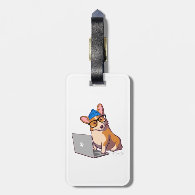 Hipster Corgi 2 Luggage Tag (Back Vertical)